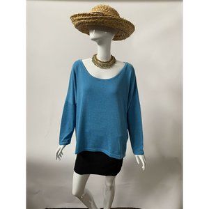 UGET Womens Tunic Sweater Blue Long Sleeve Scoop Neck Pullover XXL